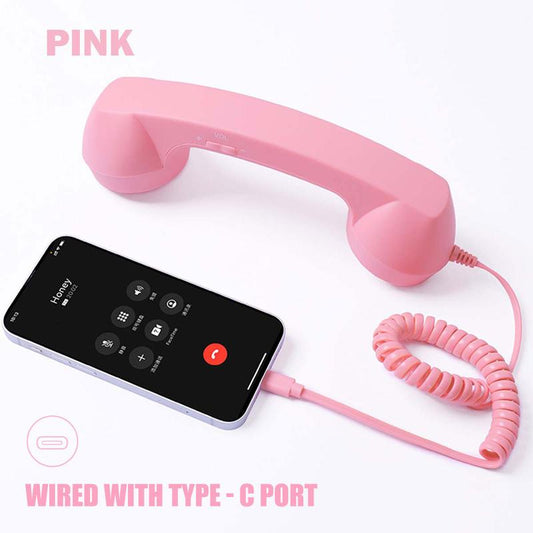 Retro Selected-Bluetooth Phone Handset - Wireless/Wired & USB Mobile Phone Receiver for Comfortable Calls, Type-C Port, Tech Gadget, Phone Accessory, Excellent Sound Quality
