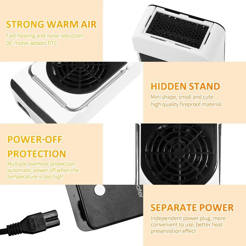 Joytutus Mini Heater Portable Winter Heater Fan for Car & Desktop Use Handheld Warmer Compact Warm Air Blower Easy to Use and Store