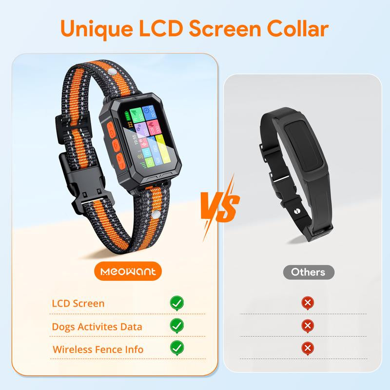 Meowant GPS Wireless Dog Fence & Training Collar, Waterproof & Safe Outdoor Use, App Control, Beep/Vibration/Correction