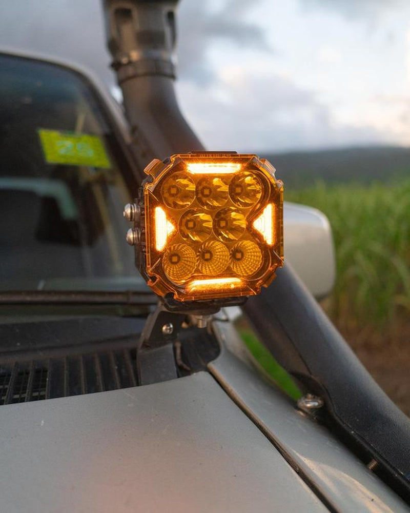 4 Inch CUBE-Z Series Combo LED Pod Lights off Road Lights LED Driving Light with White DRL & Amber Turn Signal Lights Jeeplight Bar Spot Flood Combo Beam
