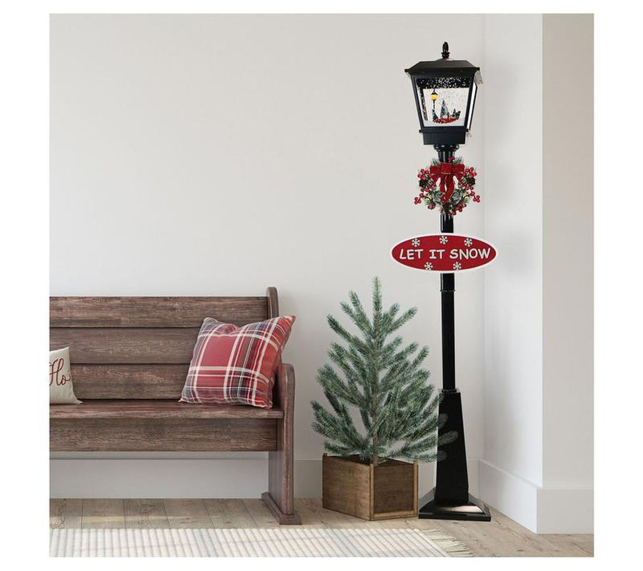 Fraser Hill Farm 71-In. Musical Snowy Christmasstreet Lamp