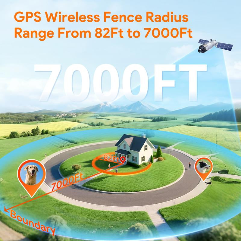 Meowant GPS Wireless Dog Fence & Training Collar, Waterproof & Safe Outdoor Use, App Control, Beep/Vibration/Correction