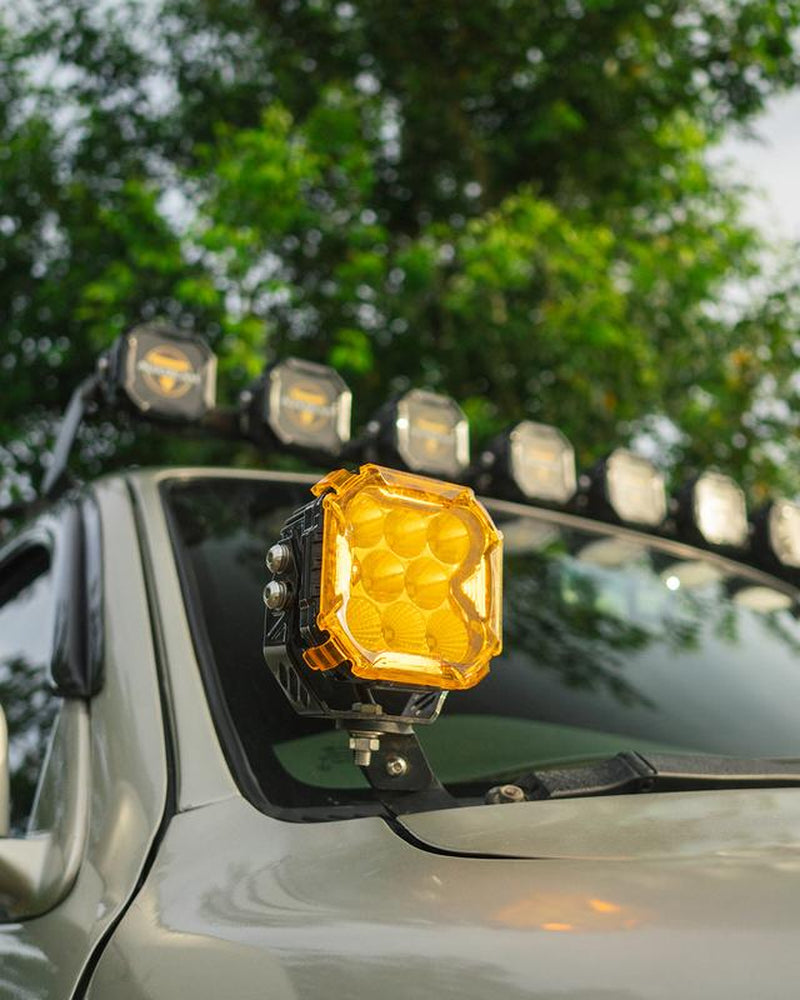 4 Inch CUBE-Z Series Combo LED Pod Lights off Road Lights LED Driving Light with White DRL & Amber Turn Signal Lights Jeeplight Bar Spot Flood Combo Beam