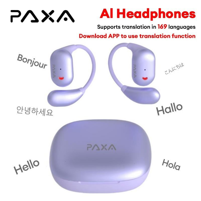PAXA KC-10 with 169-Language Translation Feature β Wireless Bluetooth Headset 6.0 OWS Waterproof Sport Headsets Noise Reduction Headphones with Mic Earbuds Audio Electronic