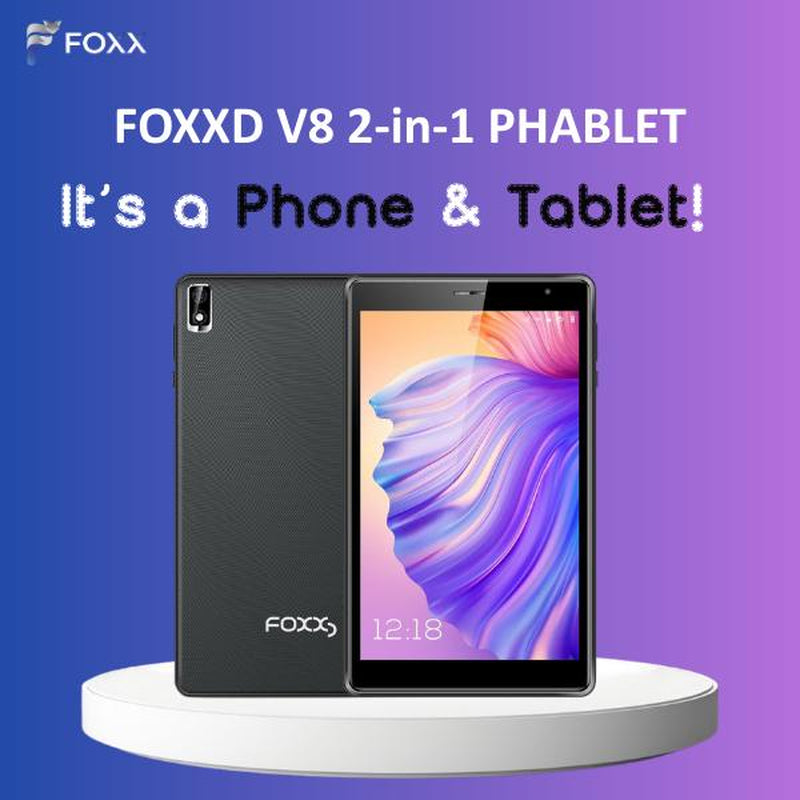 FOXXD V8 Unlocked 8Inch Android Supporting Phone Call Tablet with Bluetooth, High-Resolution Display, Ideal for Studying, Working, Watching Videos or Gaming - Portable Screen