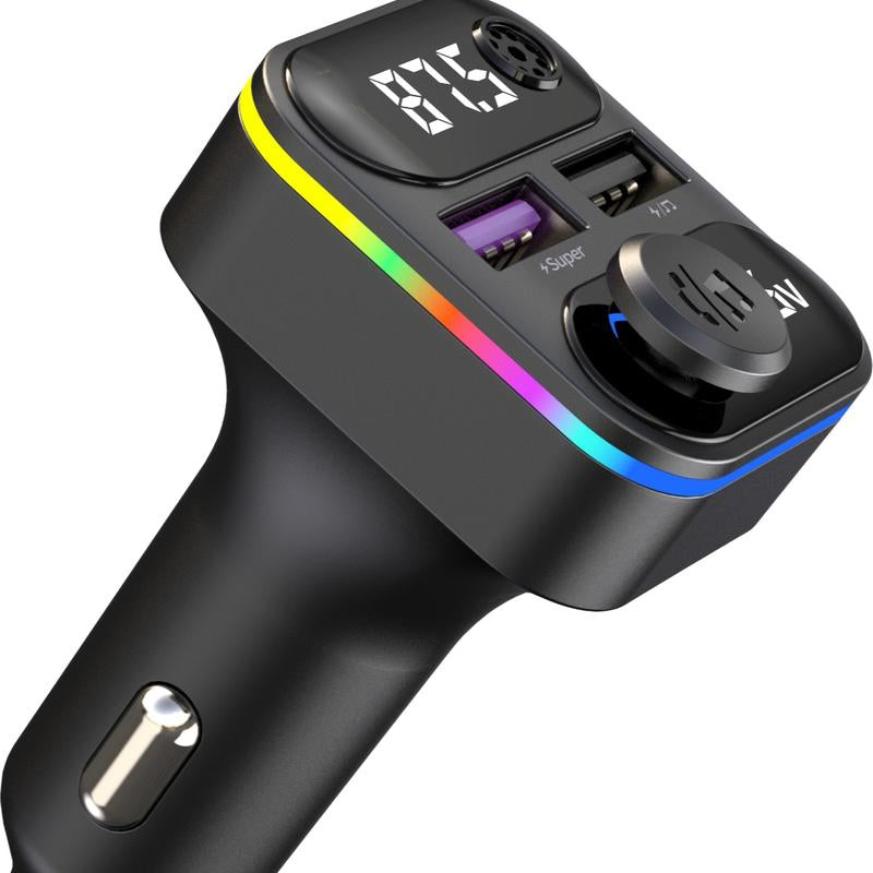 Diawicyar Car FM Transmitter with Bluetooth 5.3 20W QC3.0 5V/4A Fast Charge 35W Dual Port 360° Lossless Audio Bluetooth Car Adapter HD Stereo for Enhanced Connectivity Music