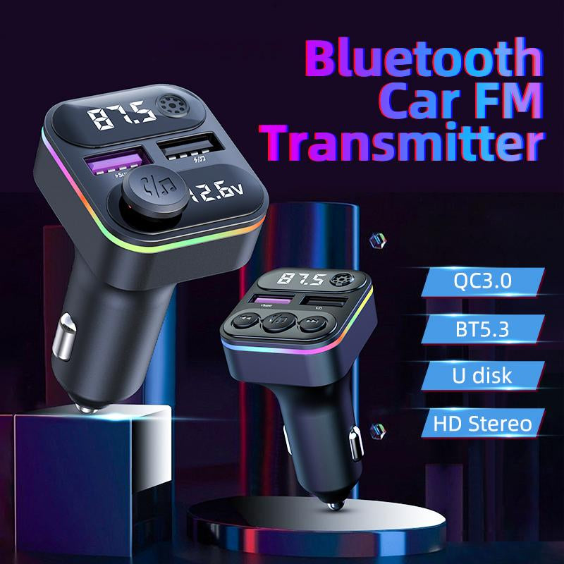 Diawicyar Car FM Transmitter with Bluetooth 5.3 20W QC3.0 5V/4A Fast Charge 35W Dual Port 360° Lossless Audio Bluetooth Car Adapter HD Stereo for Enhanced Connectivity Music