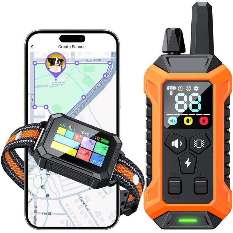 Meowant GPS Wireless Dog Fence & Training Collar, Waterproof & Safe Outdoor Use, App Control, Beep/Vibration/Correction