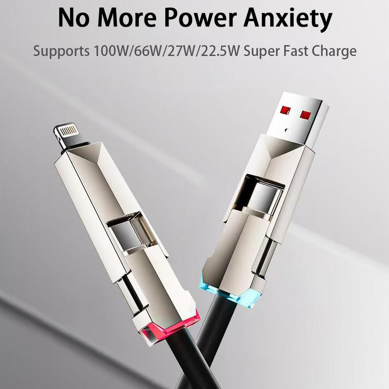 NEXFOX Cyber Cable - Carplay for Vehicles - Phones｜Tablets｜Laptops - Spring Data Cable - Fast Charging Data Sync for Iphone 17 with USB A, Type C, and Lightning