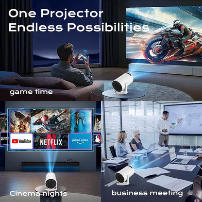 Outdoorfun Mini 4K Decoding Projector with 5G Wifi 6 & BT 5.0 720P Full HD 160 ANSI Lumens Portable Home Theater for Android Audio Bluetooth Game Bigger Watch Better