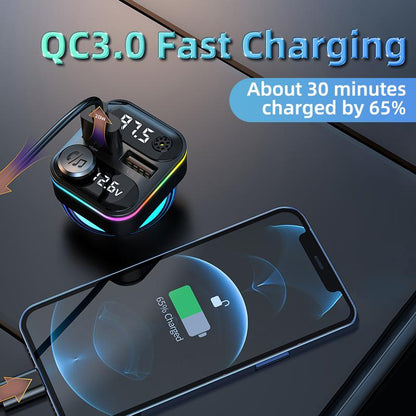 Diawicyar Car FM Transmitter with Bluetooth 5.3 20W QC3.0 5V/4A Fast Charge 35W Dual Port 360° Lossless Audio Bluetooth Car Adapter HD Stereo for Enhanced Connectivity Music