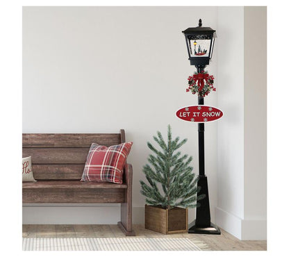 Fraser Hill Farm 71-In. Musical Snowy Christmasstreet Lamp