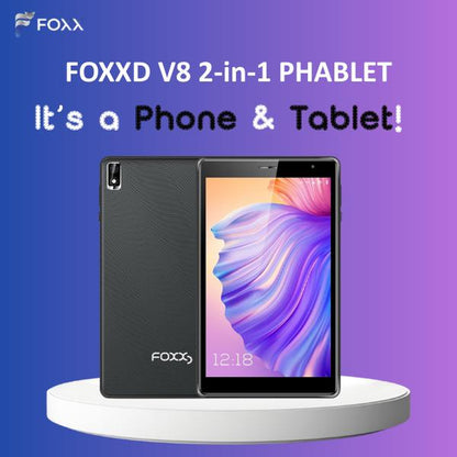 FOXXD V8 Unlocked 8Inch Android Supporting Phone Call Tablet with Bluetooth, High-Resolution Display, Ideal for Studying, Working, Watching Videos or Gaming - Portable Screen