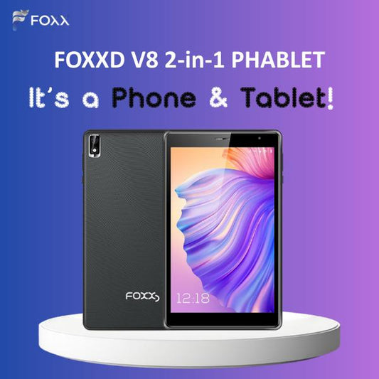FOXXD V8 Unlocked 8Inch Android Supporting Phone Call Tablet with Bluetooth, High-Resolution Display, Ideal for Studying, Working, Watching Videos or Gaming - Portable Screen